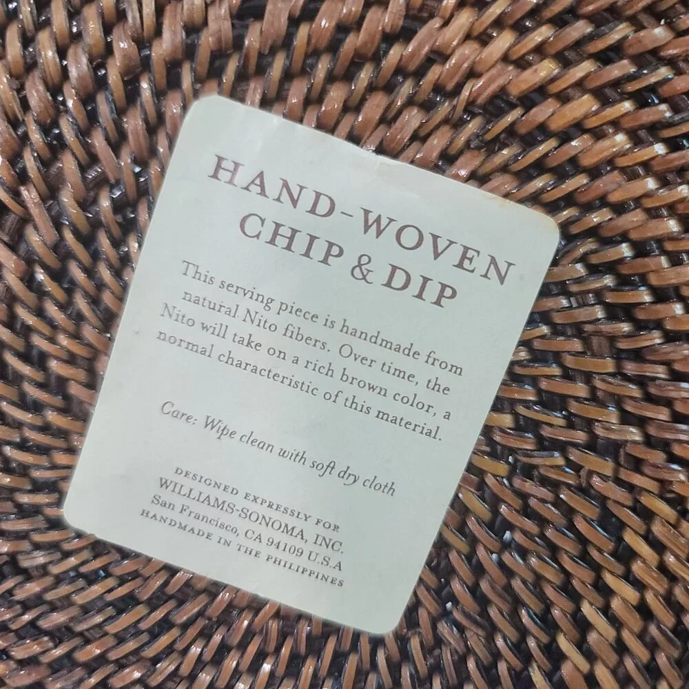 Williams-Sonoma Woven Chip & Dip Serving Tray With Ceramic Bowl